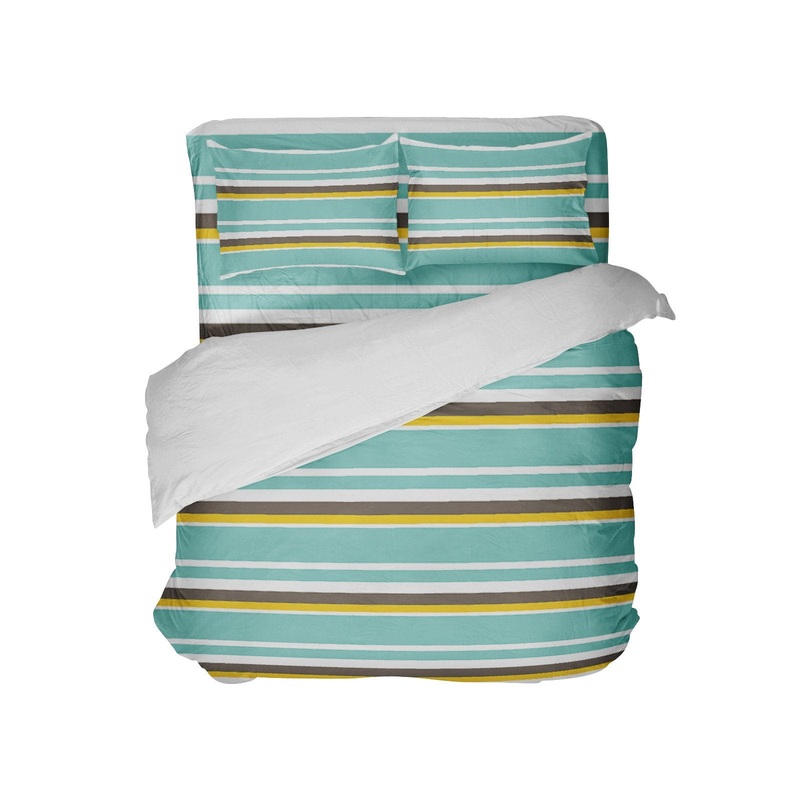 Teal Gold Pineapple Brown White Stripes CL11100265MDB Bedding Sets