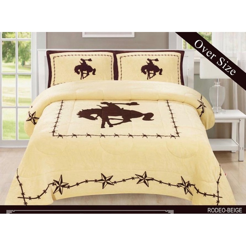 Western Beige Barbed Wire Riding Cowboy Horse Star CLM2110601B Bedding Sets