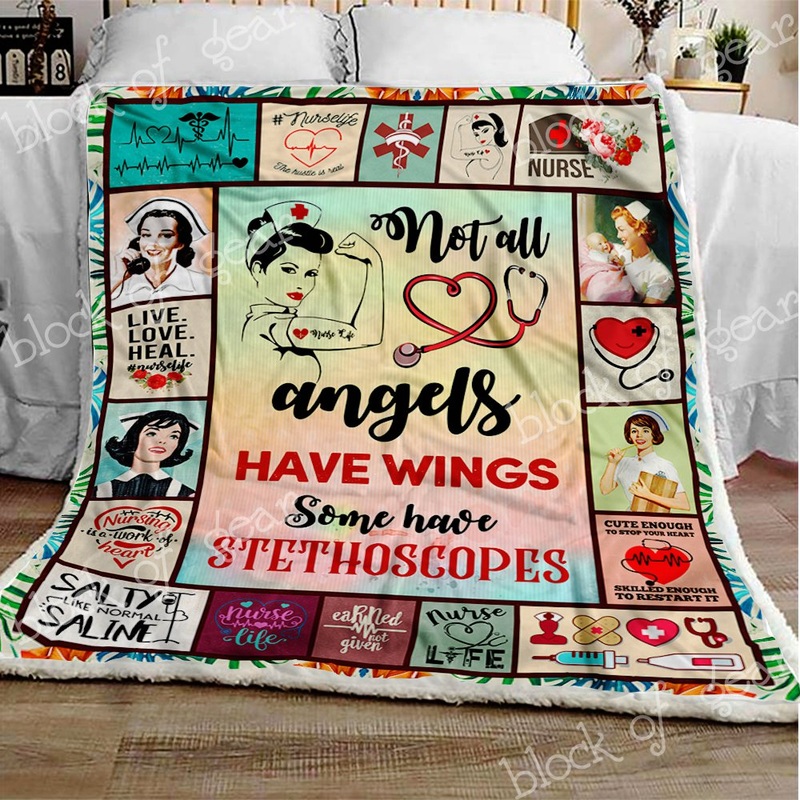 Angels Have Stethoscopes Nurse CL210908MD Sherpa Fleece Blanket