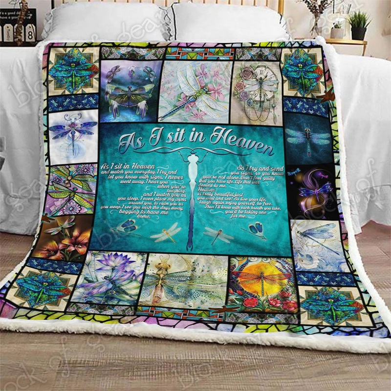 As I Sit In Heaven Dragonfly CL210912MD Sherpa Fleece Blanket