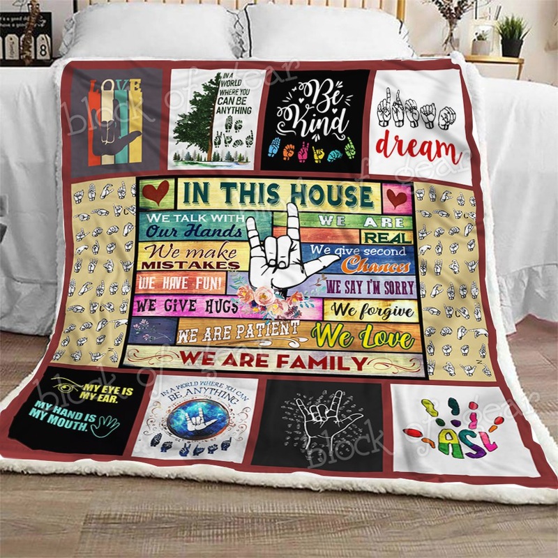 Asl Sign Language CL190909MDF Sherpa Fleece Blanket