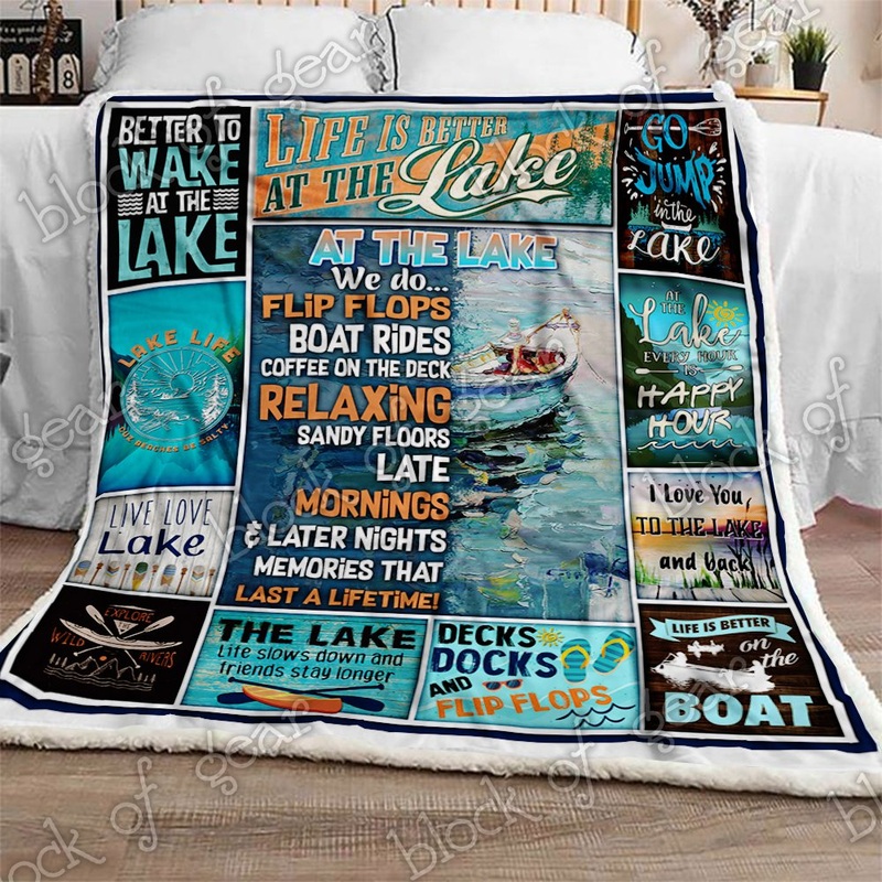 At The Lake We Do Kayaking CL270924MDF Sherpa Fleece Blanket