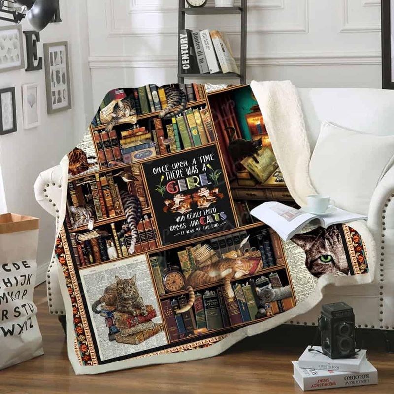 Books And Cats CL11100017MDF Sherpa Fleece Blanket