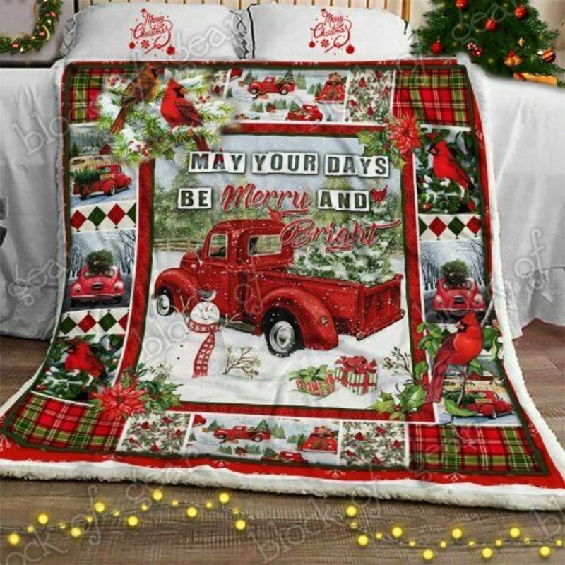 Christmas Red Truck Snowy Cardinals CLM1110053S Sherpa Fleece Blanket