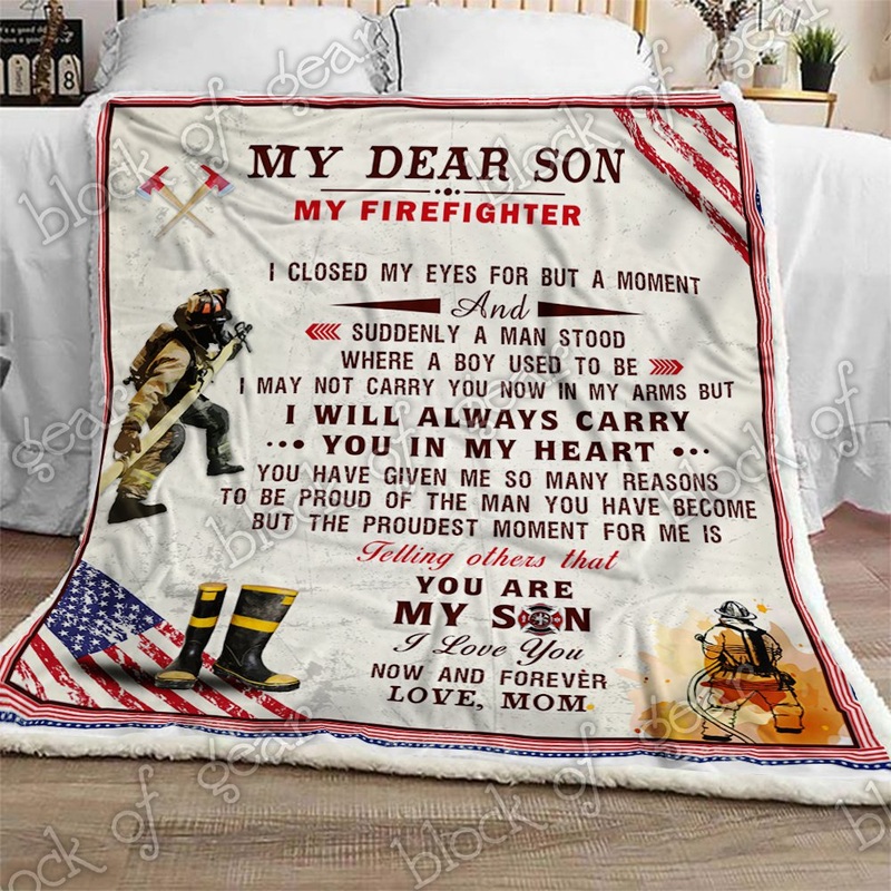 My Dear Son My Firefighter CL2709339MDF Sherpa Fleece Blanket