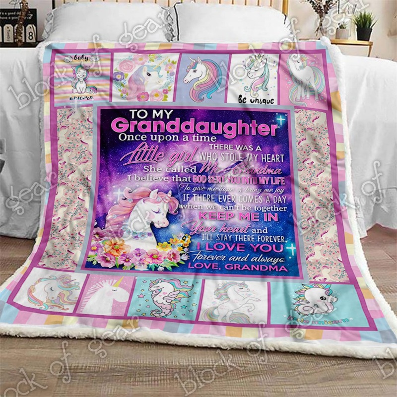 To My Granddaughter Unicorn CL1809106MDF Sherpa Fleece Blanket