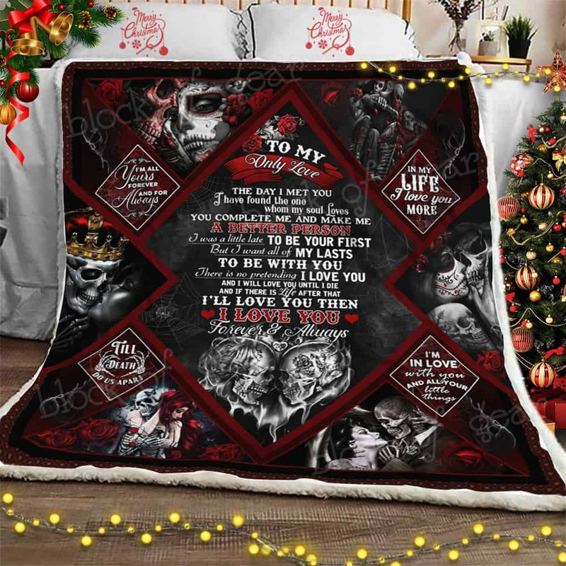 To My Only Love Skull Couple CL11100205MDF Sherpa Fleece Blanket