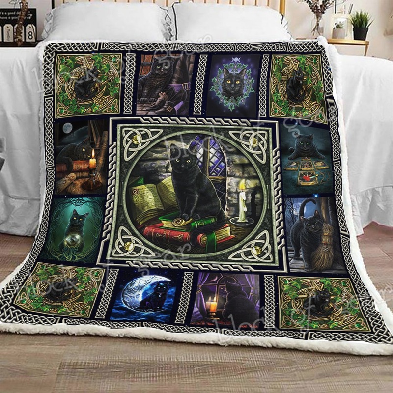 Wiccan Black Cat CL2709554MDF Sherpa Fleece Blanket