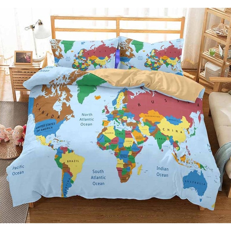 World Map CL2609220MDB Bedding Sets