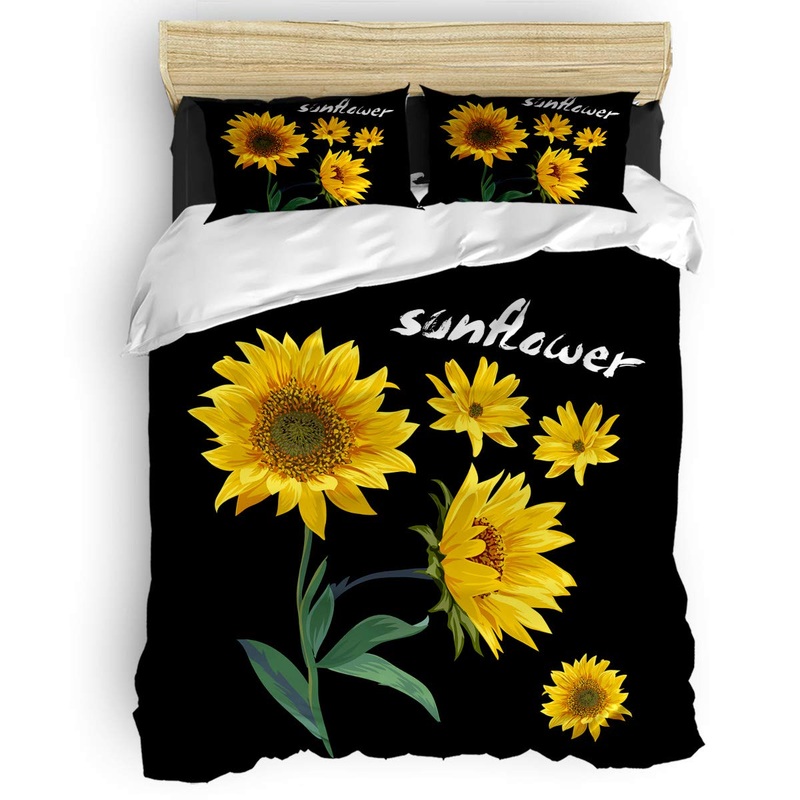 Yellow Sunflower Black Background CLG1010112B Bedding Sets
