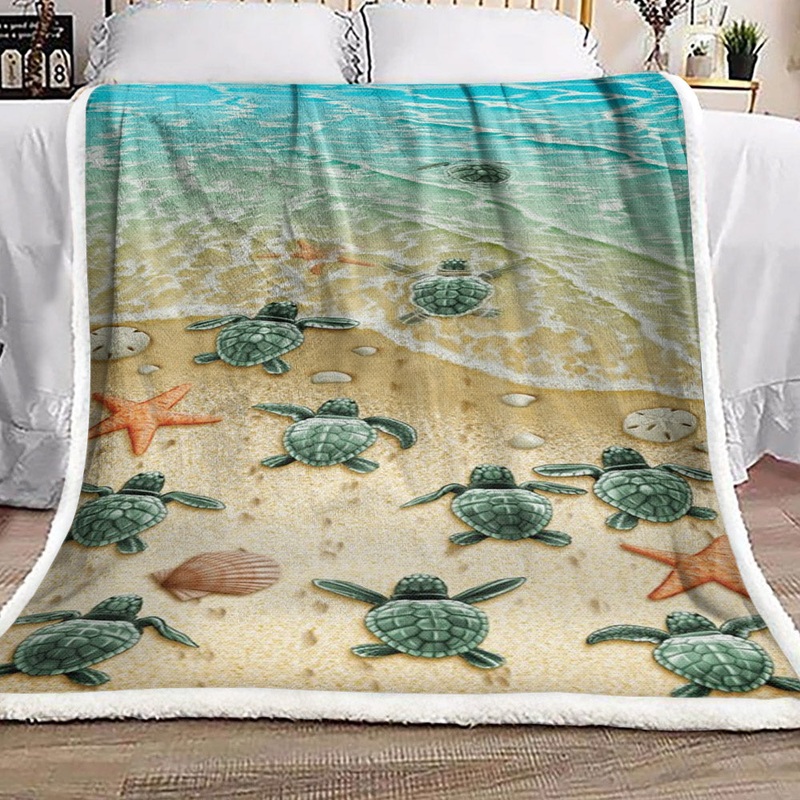 Baby Turtles On The Beach HN081012F Sherpa Fleece Blanket