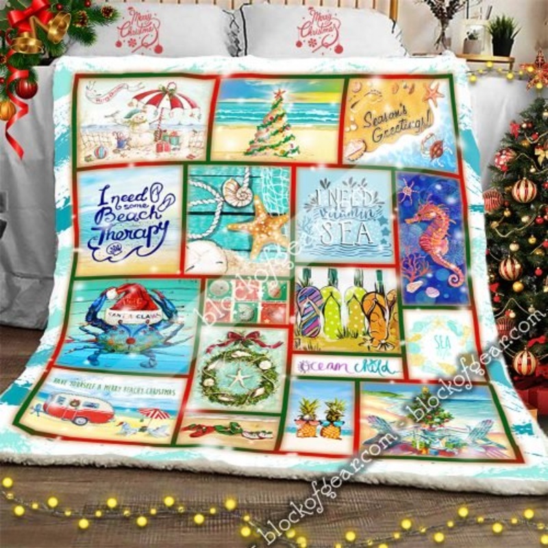 Beach Life Christmas CL15110013MDF Sherpa Fleece Blanket