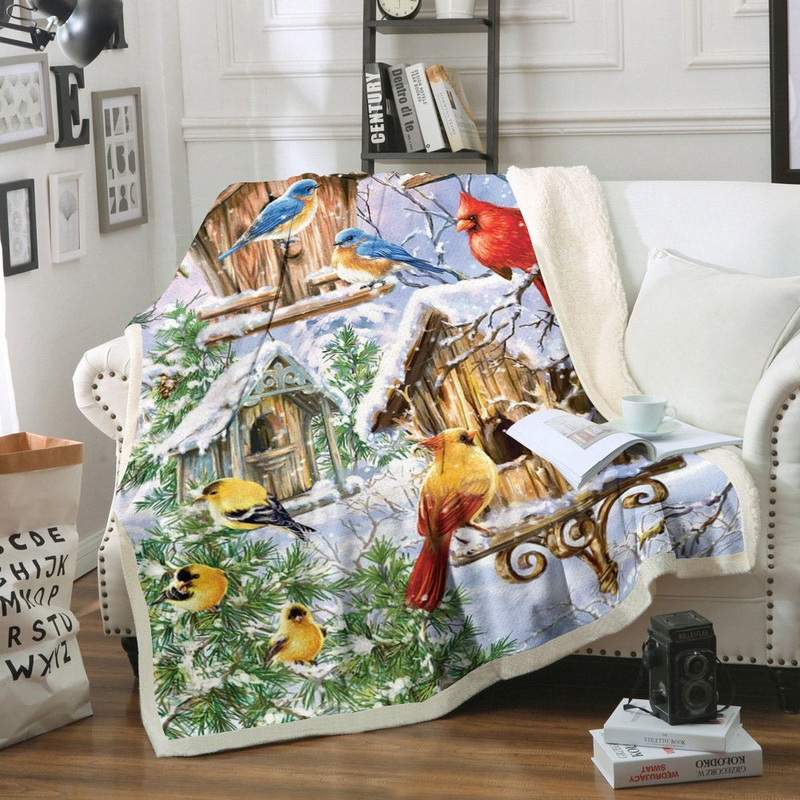 Birds HN180910F Sherpa Fleece Blanket