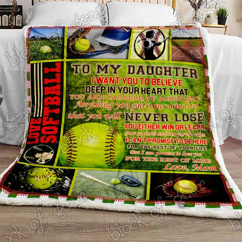 To My Softball Daughter CL2709514MDF Sherpa Fleece Blanket