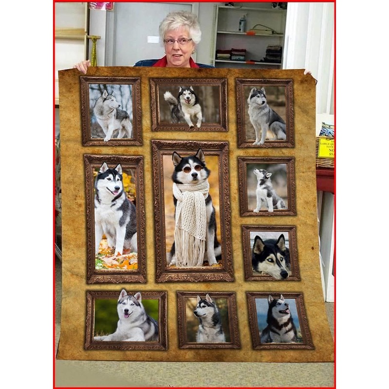 3D Siberian Husky dog CLA0411064F Sherpa Fleece Blanket
