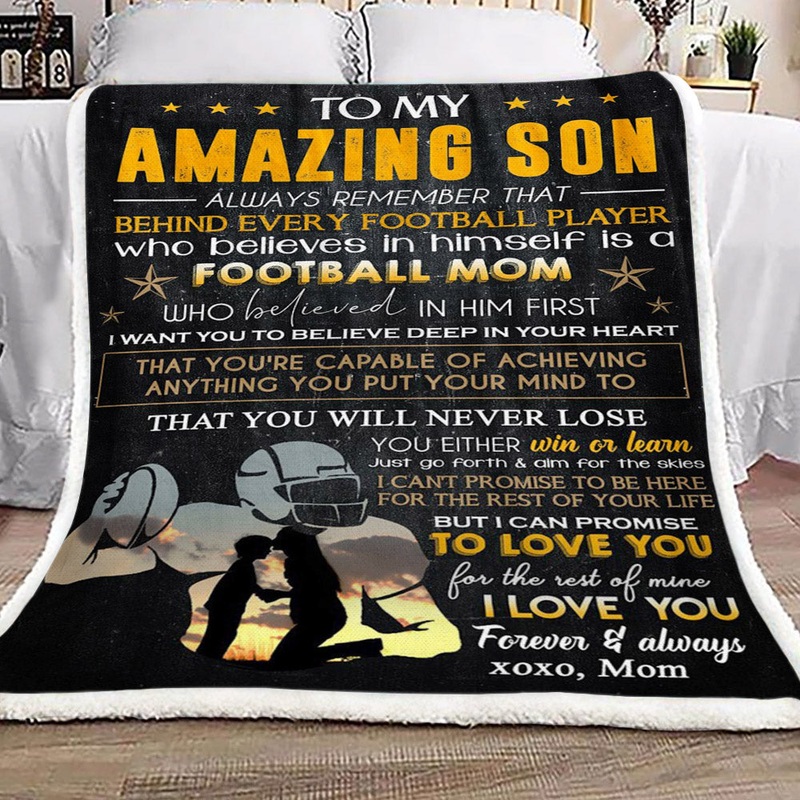 American Football To My Amazing Son From Mom CL16110002MDF Sherpa Fleece Blanket