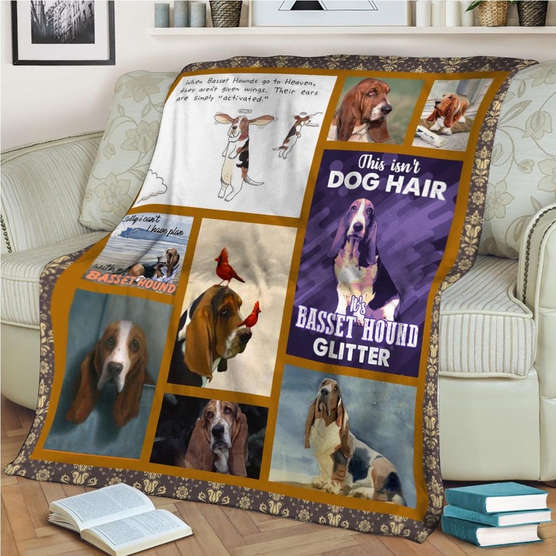 Angel Basset Hound CL10100019MDF Sherpa Fleece Blanket