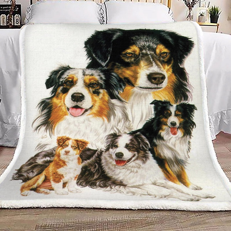 Australian Shepherd HM0210001TT Sherpa Fleece Blanket