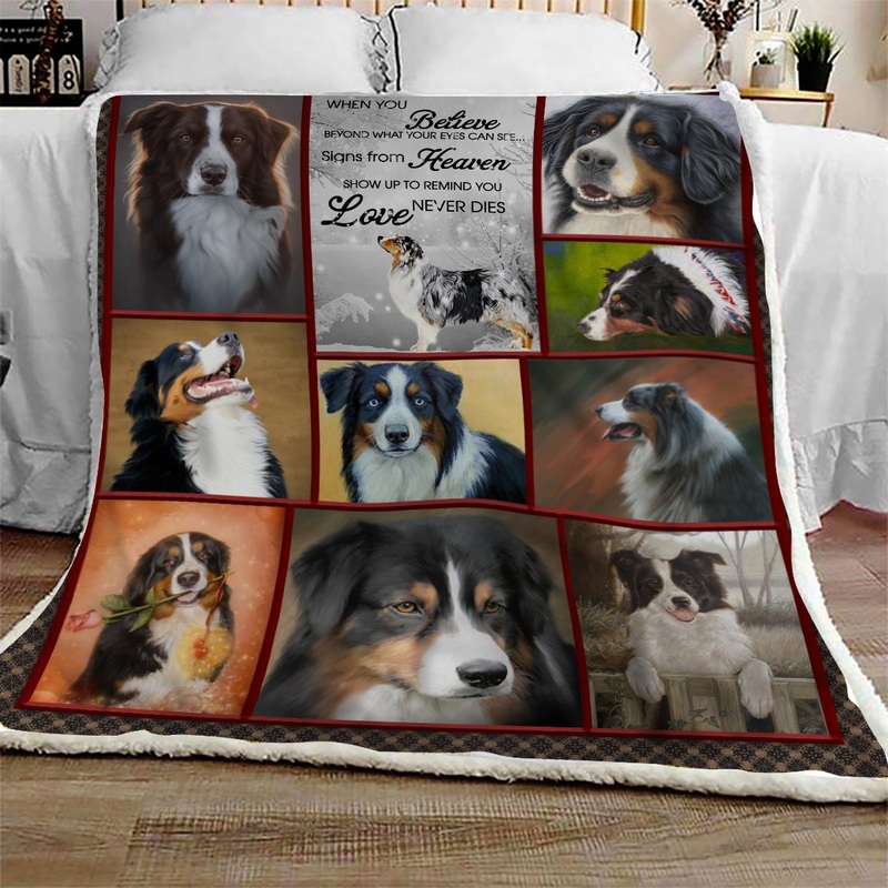 Australian Shepherd Portrait CL10100027MDF Sherpa Fleece Blanket