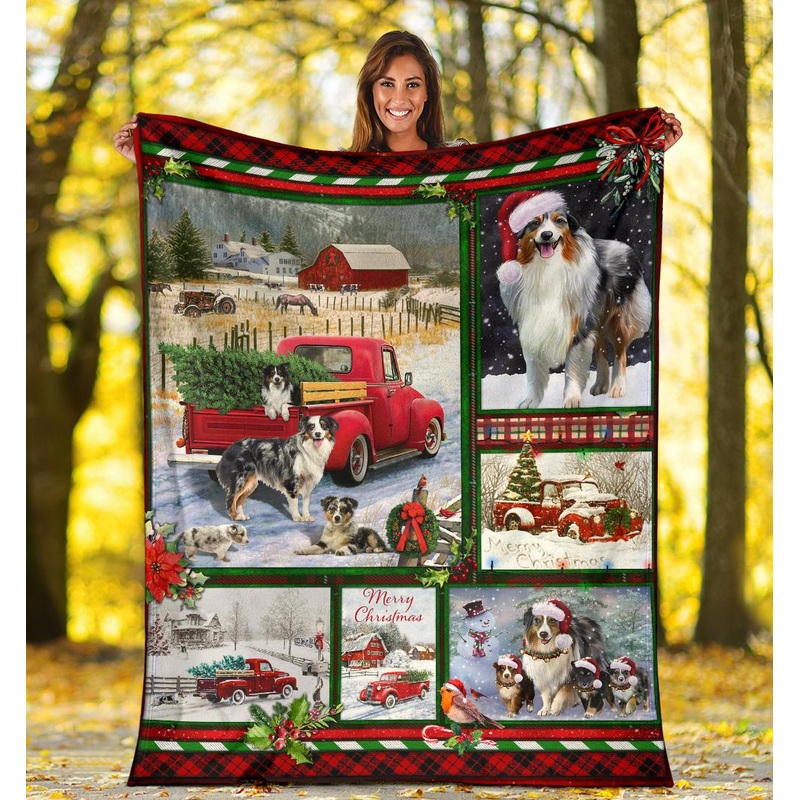 Australian Shepherd Red Truck Christmas CLM3010007S Sherpa Fleece Blanket