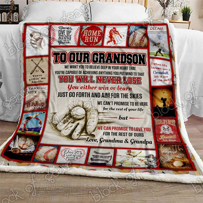 Baseball Grandson CL300932MDF Sherpa Fleece Blanket
