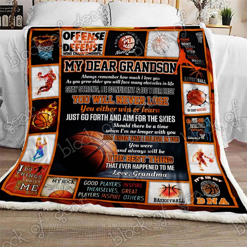 Basketball Grandson Love Grandma CL270945MDF Sherpa Fleece Blanket