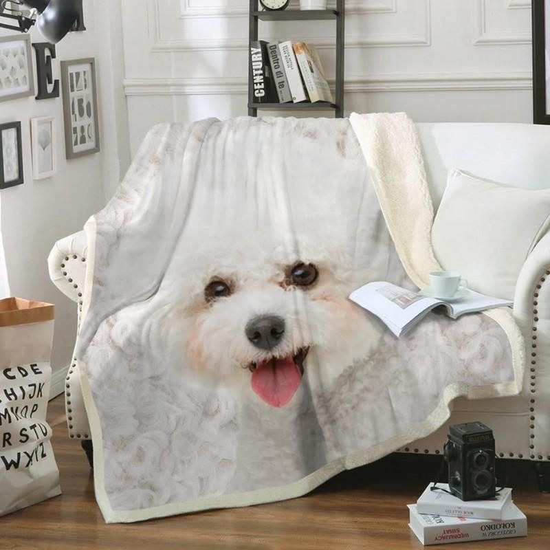 Bichon Frise CL02120102MDF Sherpa Fleece Blanket