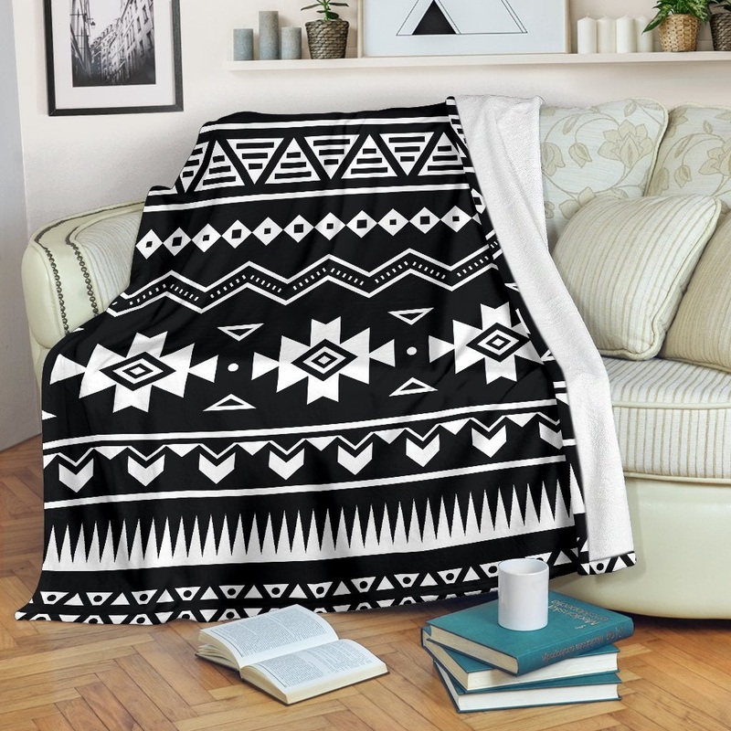 Black And White Aztec CL16100055MDF Sherpa Fleece Blanket