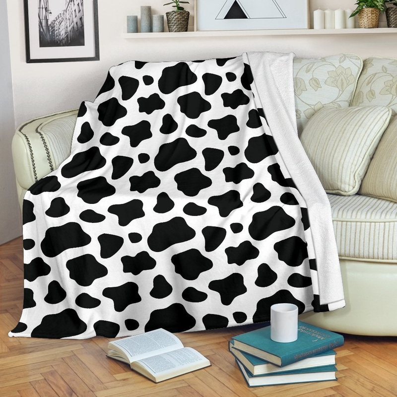 Black And White Cow CL16100056MDF Sherpa Fleece Blanket