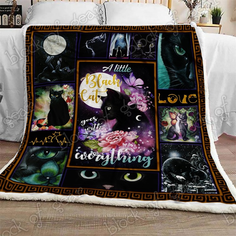 Black Cats CL190931MDF Sherpa Fleece Blanket