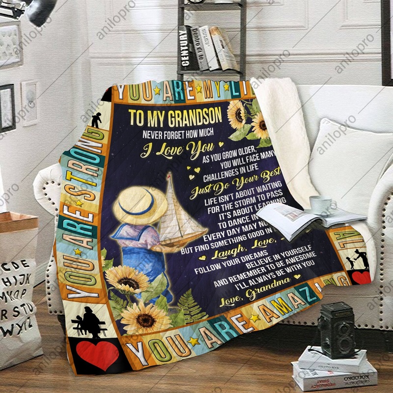 To My Grandson Grandma CL02111609MDF Sherpa Fleece Blanket
