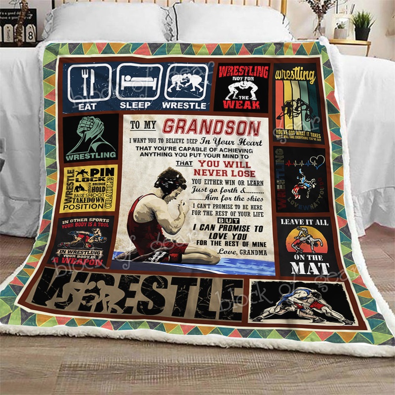 To My Grandson Wrestling CL281079MDF Sherpa Fleece Blanket