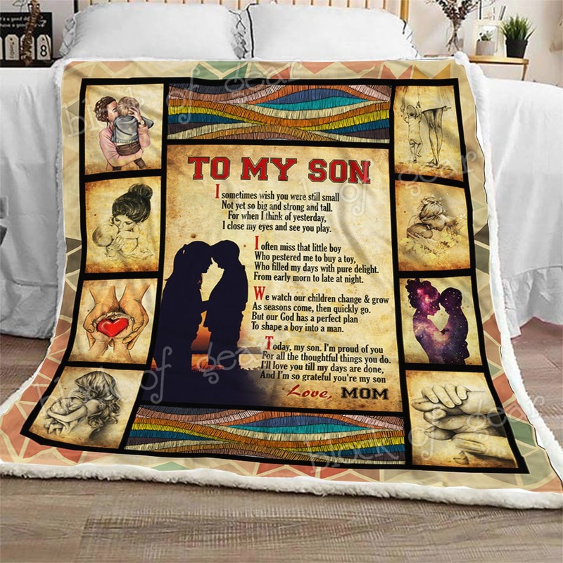 To My Son CL1909206MDF Sherpa Fleece Blanket