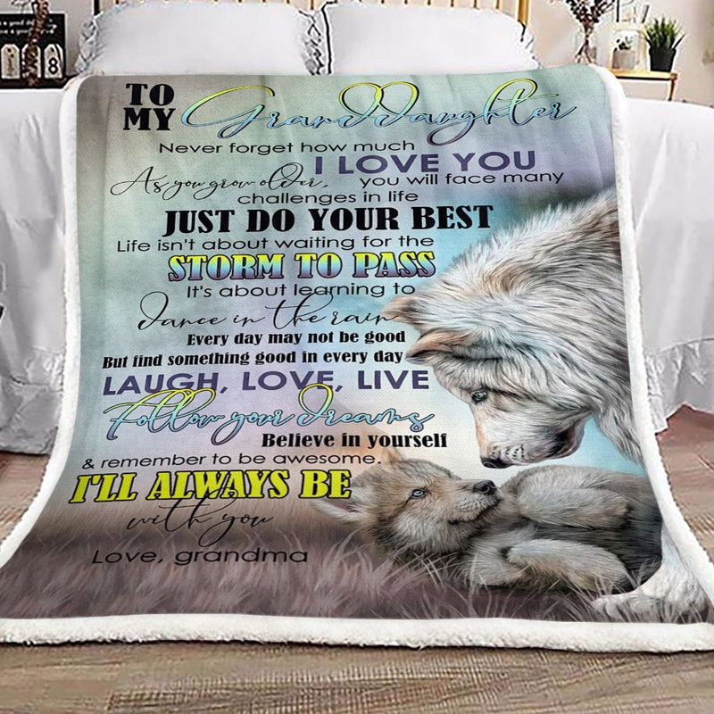 Wolf To My Granddaughter Love Grandma CL16110735MDF Sherpa Fleece Blanket