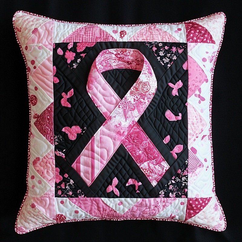 Breast Cancer Ribbon TAI101224270 Quilted Pillow Case