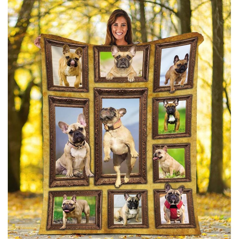 3D French Bulldog dog CLA0411052F Sherpa Fleece Blanket