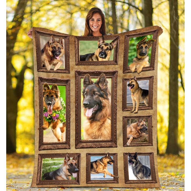 3D German Shepherd dog CLA0411055F Sherpa Fleece Blanket