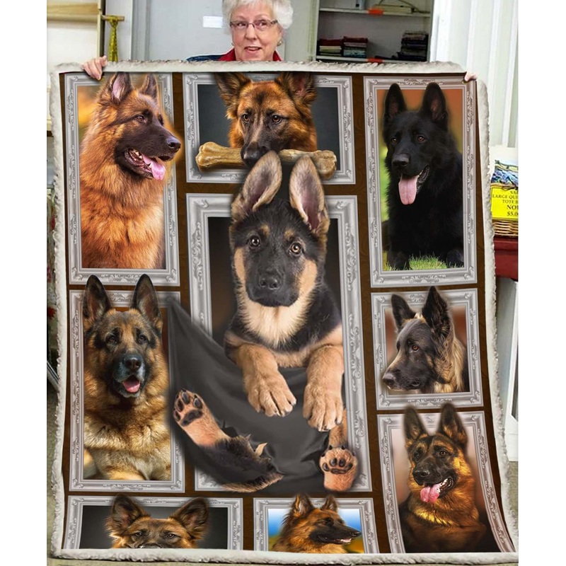 3D Huge German Shepherd CLA16121168F Sherpa Fleece Blanket