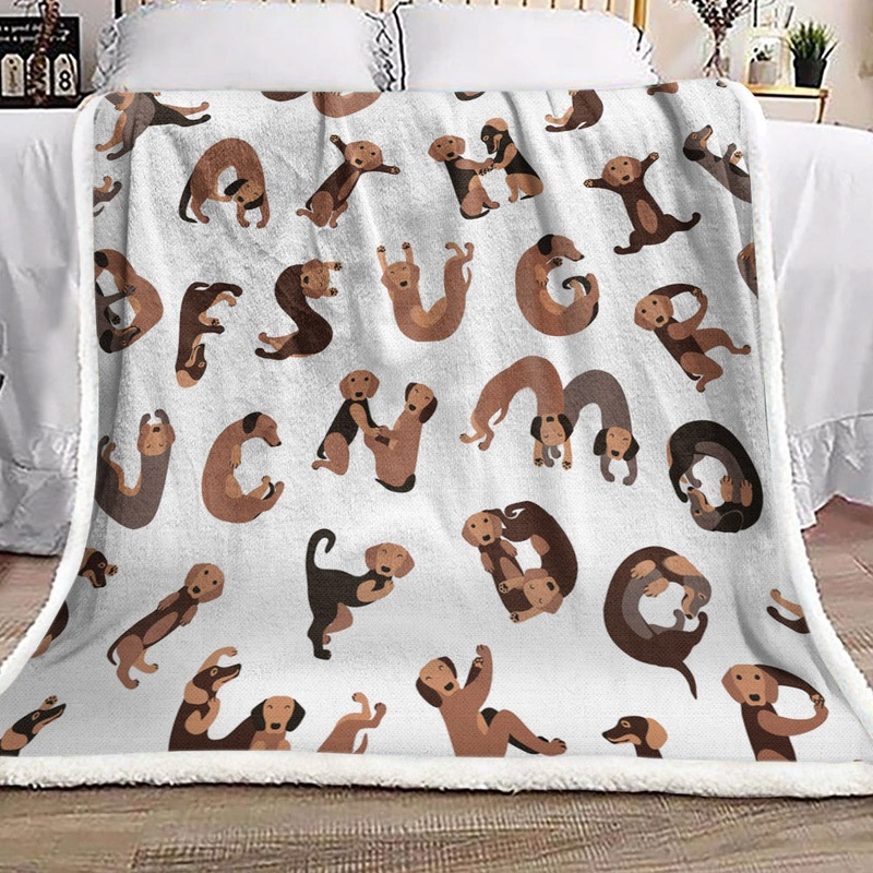 Alphabet Dachshund VD1511002F Sherpa Fleece Blanket