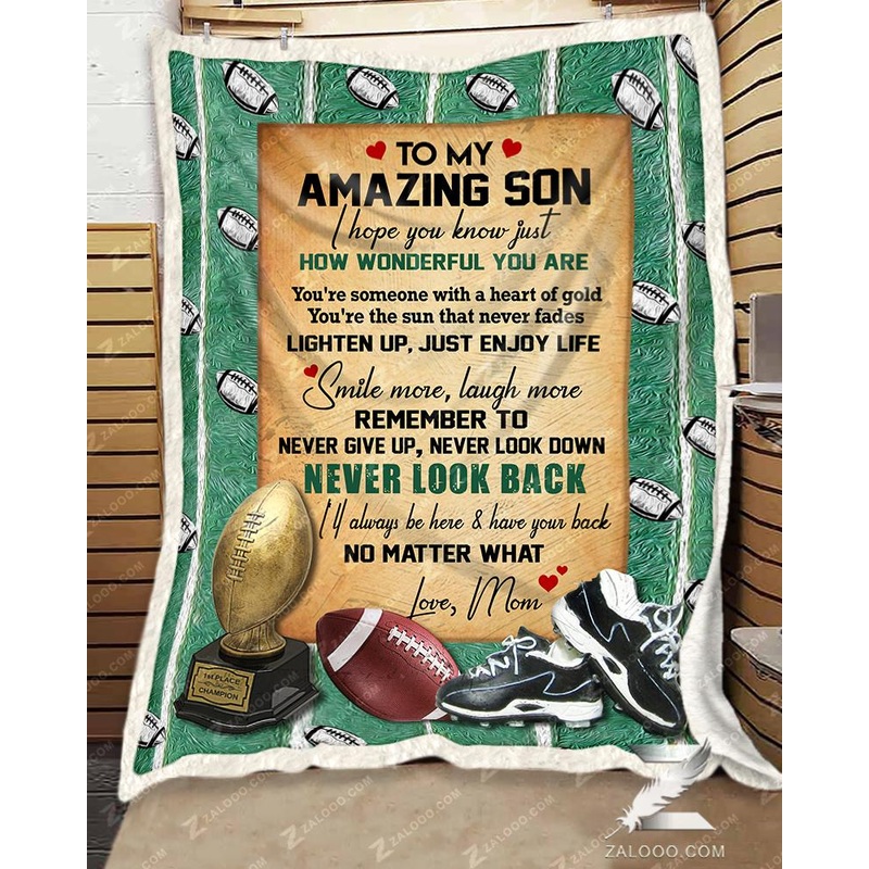 American Football For Son From Mom Never Look Back CL29110003MDF Sherpa Fleece Blanket