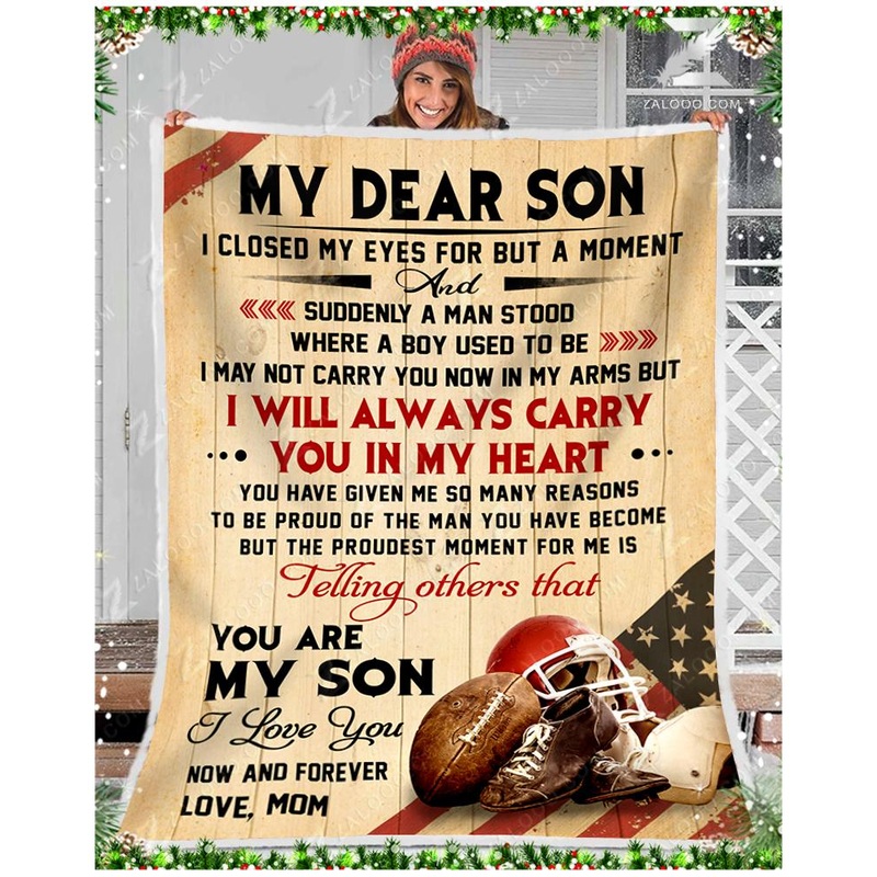 American Football Son Mom I CL29110010MDF Sherpa Fleece Blanket