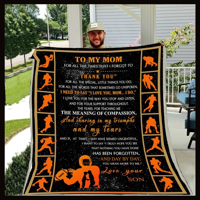 American Football Son To Mom Thank You CLH1111007F Sherpa Fleece Blanket