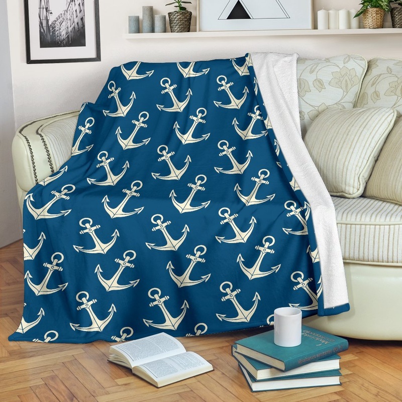 Anchor Nautical CL12100024MDF Sherpa Fleece Blanket