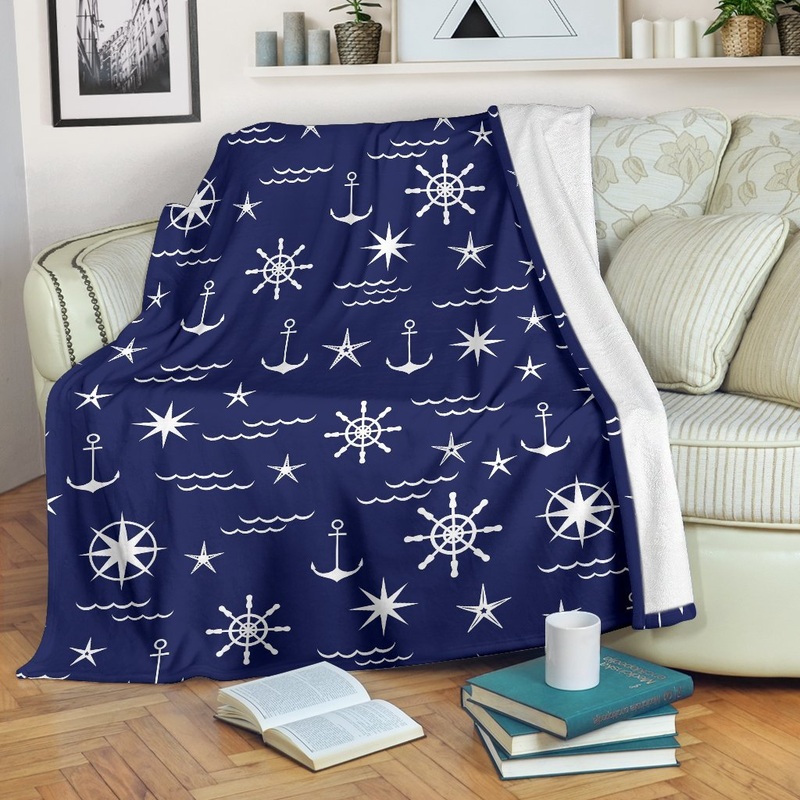 Anchor Nautical CL12101123MDF Sherpa Fleece Blanket