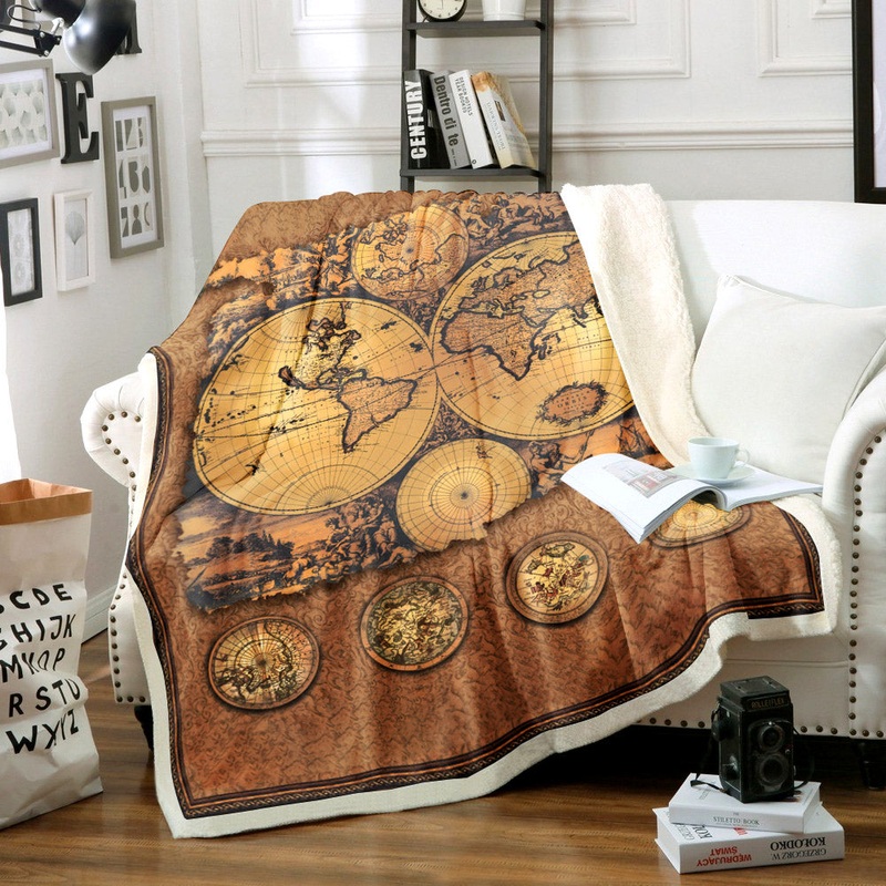 Antique Map TN2111006TT Sherpa Fleece Blanket