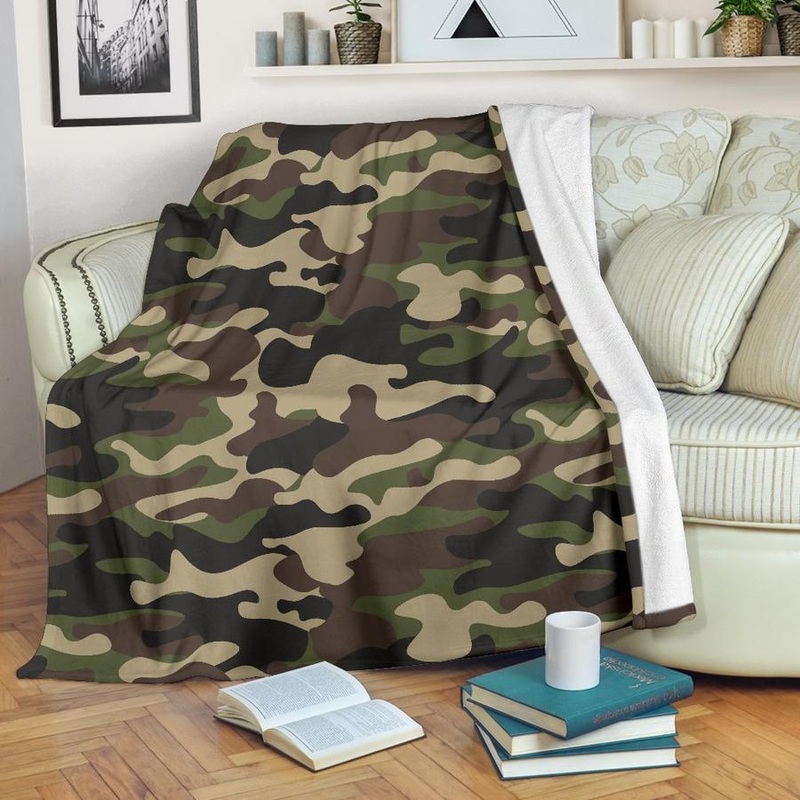 Army Green Camouflage CLH0111031F Sherpa Fleece Blanket