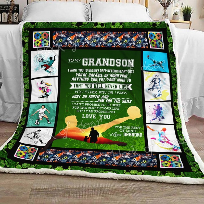 To My Grandson Soccer CL281082MDF Sherpa Fleece Blanket
