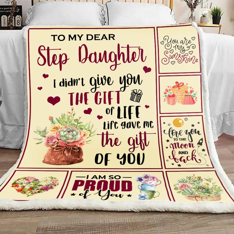 To My Step Daughter Flower CL15110300MDF Sherpa Fleece Blanket