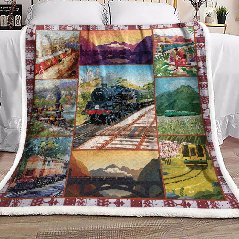 Train DD1810261F Sherpa Fleece Blanket