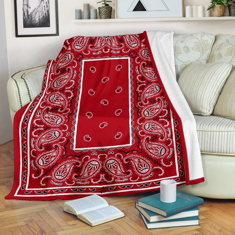 Ultra Plush Classic Red Bandana CLM1710209S Sherpa Fleece Blanket